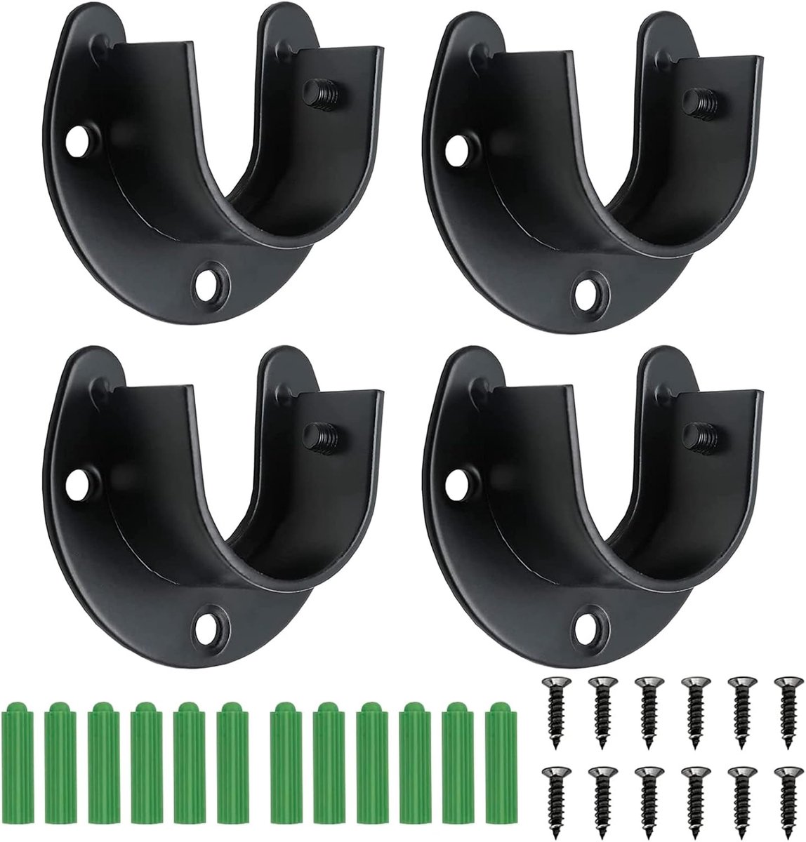 Roestvrijstalen stanghouders - 4 stuks - zwart - 32 mm