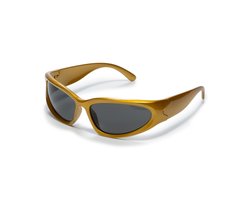 Zonnebril - Zonnebrillen - Festival bril - Rave bril - Techno - Glasses - Sportief model - Goud - Zwarte glazen