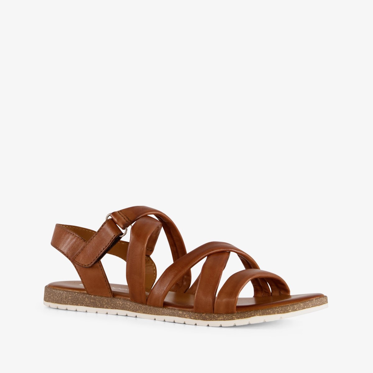 Harper leren dames sandalen cognac - Maat 39