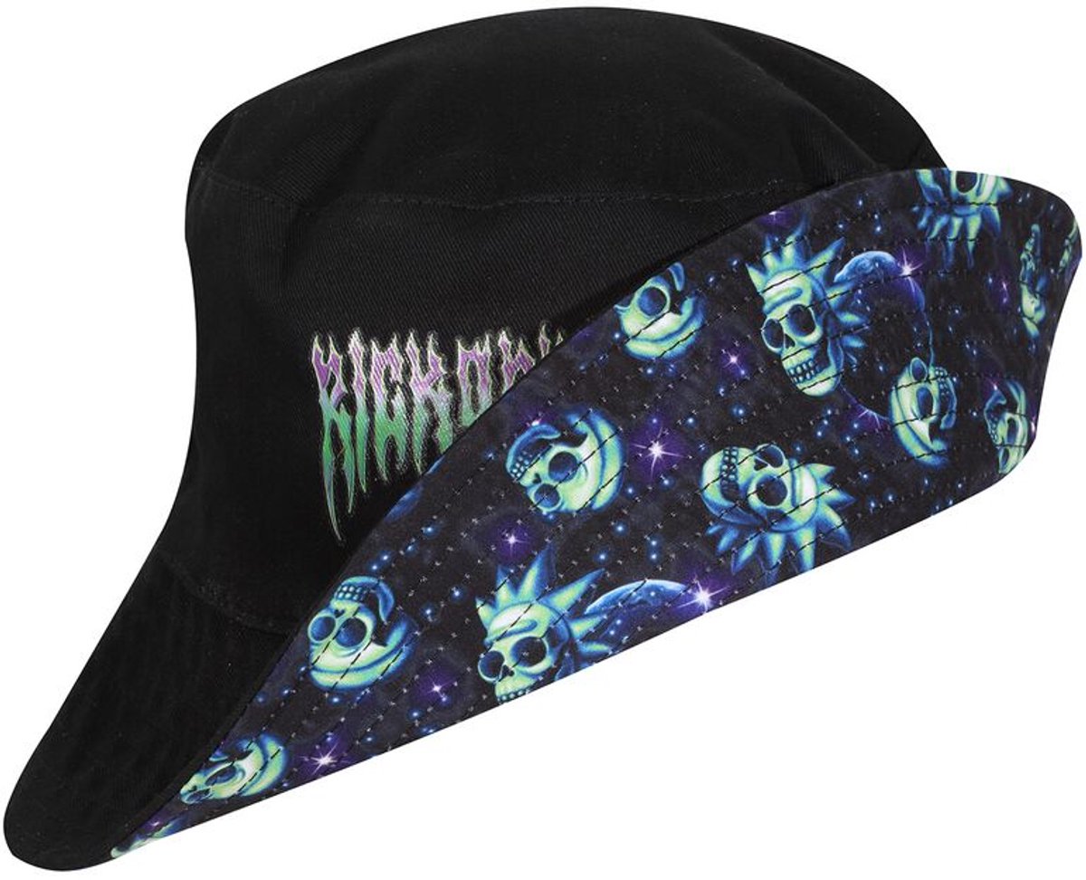 Rick And Morty Neon Skull Bucket Hat Unisex Hoed - zwart - Standard