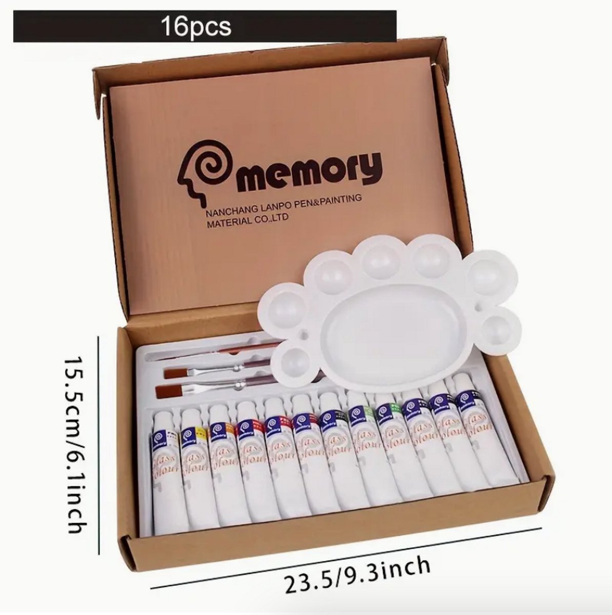 12x12ml Sneldrogende Glasverf Set – Met 3 Penselen & 1 Palet – Waterdichte Transparante Verf voor Glas, Porselein & Keramiek Creatief Schilderen voor Hobby & DIY