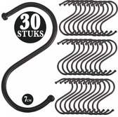 30 Stuks - Zwart Metaal S Vormige Haken - 7cm Lengte - Ophanghaken - Haakjes voor Keuken, Badkamer & Tuin - Kledinghangers - Jashaak Hangers - Handdoekhaakjes - Keukengerei Organizer Haak - Kapstok S-haken - Vleeshaken - Muurhaak