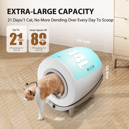 SNOW Kattenbakvullingen, zelfdichtende afvalladezakken voor automatische kattenbak, 60 stuks