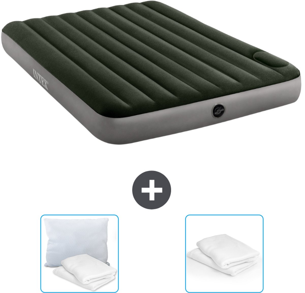 Intex Luchtbed - 2-Persoons - 152 x 203 x 25 cm - Groen - Inclusief Kussen en Kussenbeschermer