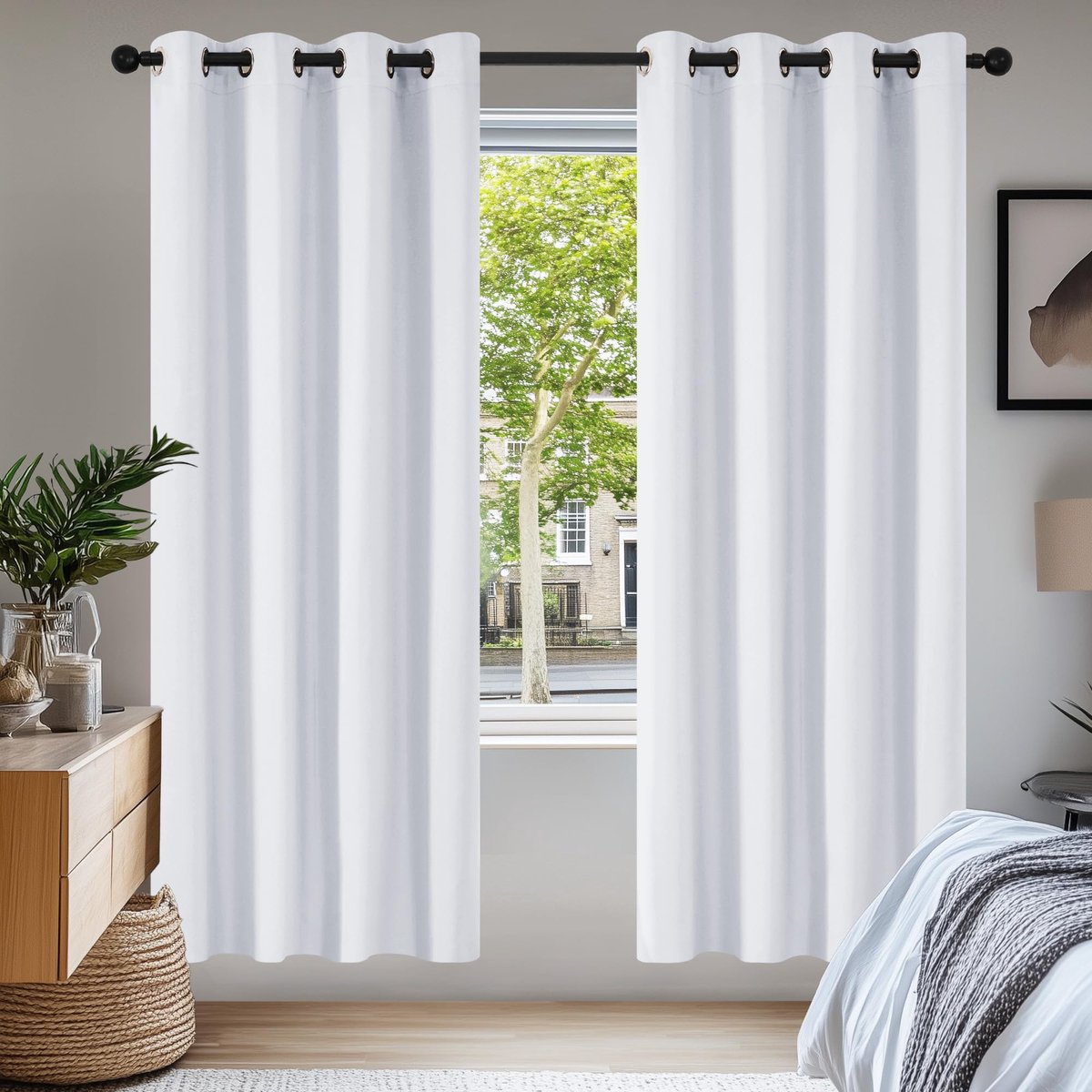 Unyqoos ® Luxueuze Verduisteringsgordijnen met Thermische Isolatie en Geluiddemping voor Woonkamer wit