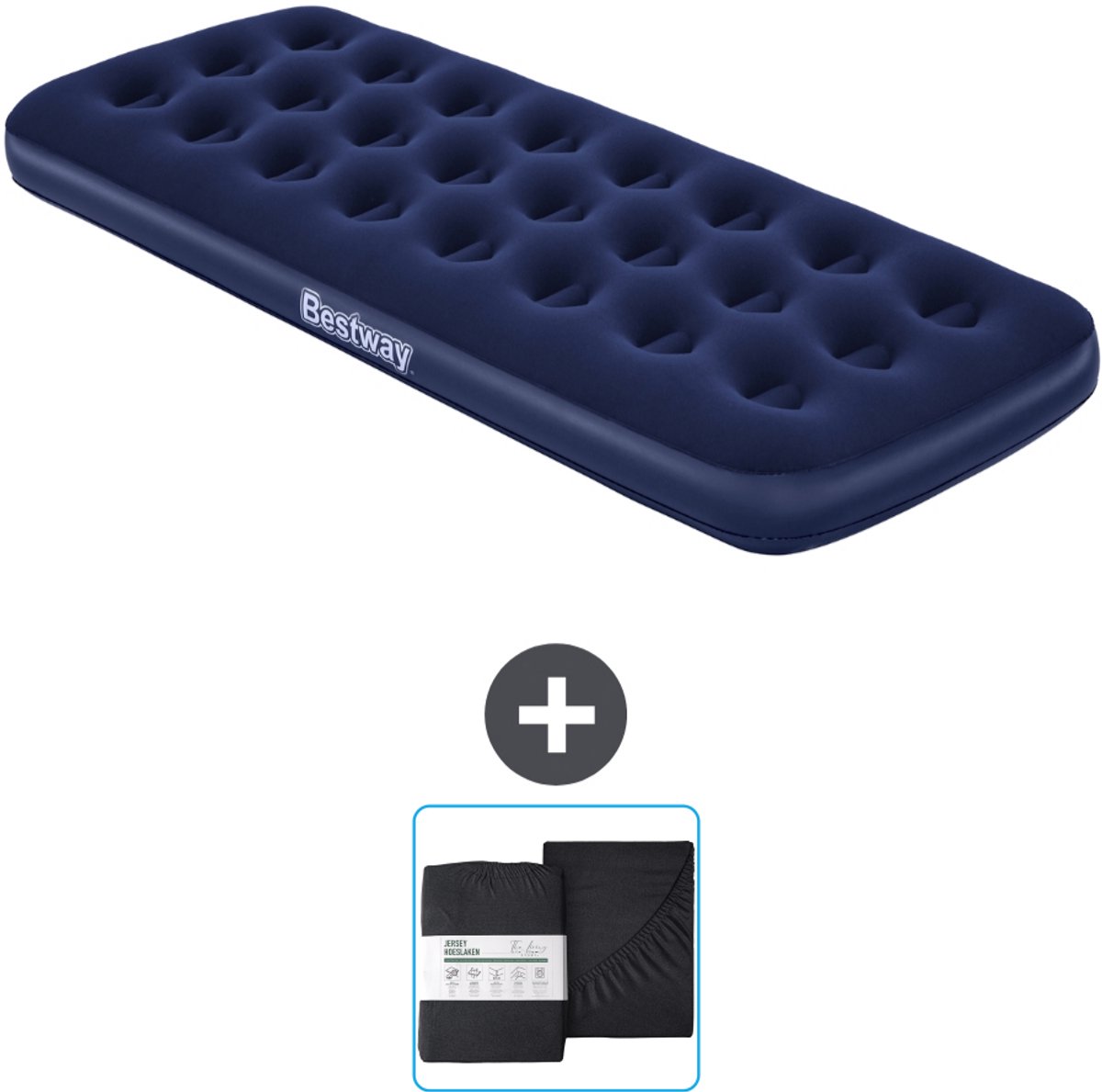 Bestway luchtbed - 1-Persoons - 76 x 185 x 22 cm - Blauw - Inclusief en Hoeslaken