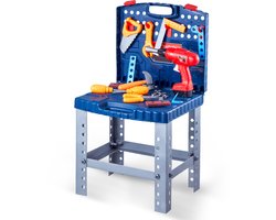 Kinderwerkbank, 56-Delige Gereedschapsset, Speelgoed met Realistisch Gereedschap en Elektrische Boormachine, Bouwgereedschap voor Peuters Vanaf 3 Jaar