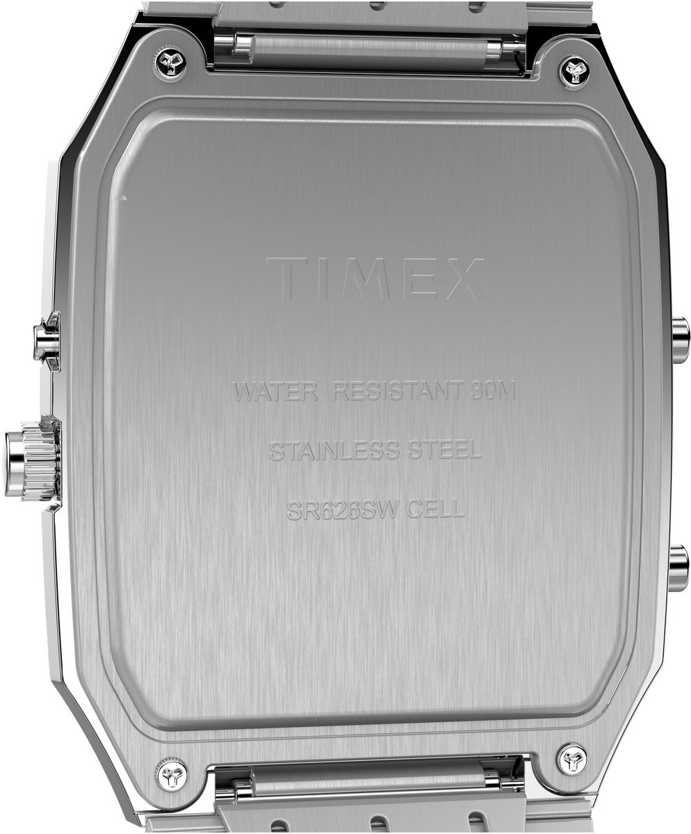 Timex Q Timex 1982 Fusion Analog-Digital Reissue Quartz Analoog En Digitaal Horloge Zilveren Toon Kast: 100% Roestvrij Staal | Armband: 100%Roestvrij Staal 33 TW2Y05900AJ, TW2Y06000AJ