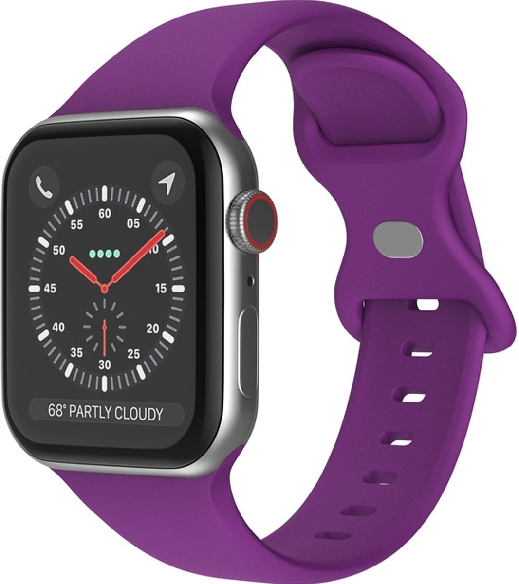 Mobigear Siliconen Watch bandje geschikt voor Apple Watch Bandje Druksluiting | Mobigear Sport Dual - 49/46/45/44 mm - Lila
