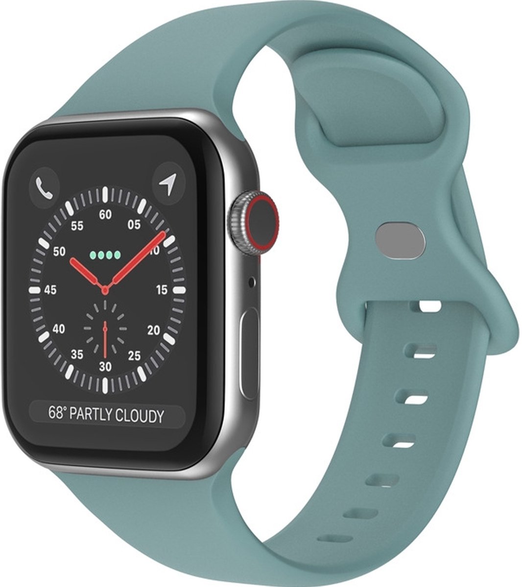 Mobigear Siliconen Watch bandje geschikt voor Apple Watch Bandje Druksluiting | Mobigear Sport Dual - 49/46/45/44 mm - Pastelgroen
