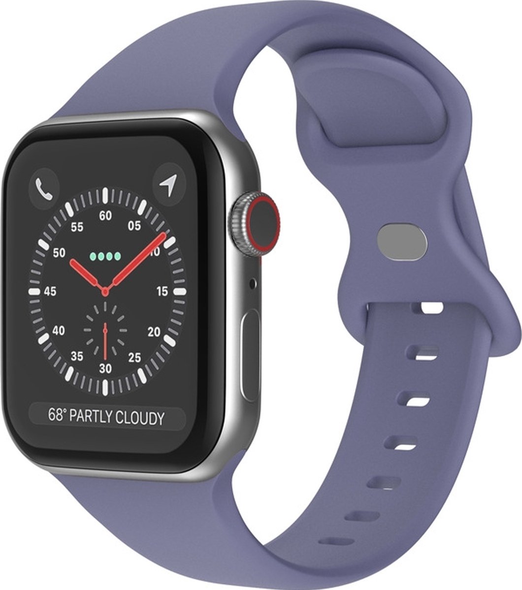 Mobigear Siliconen Watch bandje geschikt voor Apple Watch Bandje Druksluiting | Mobigear Sport Dual - 49/46/45/44 mm - Blauw