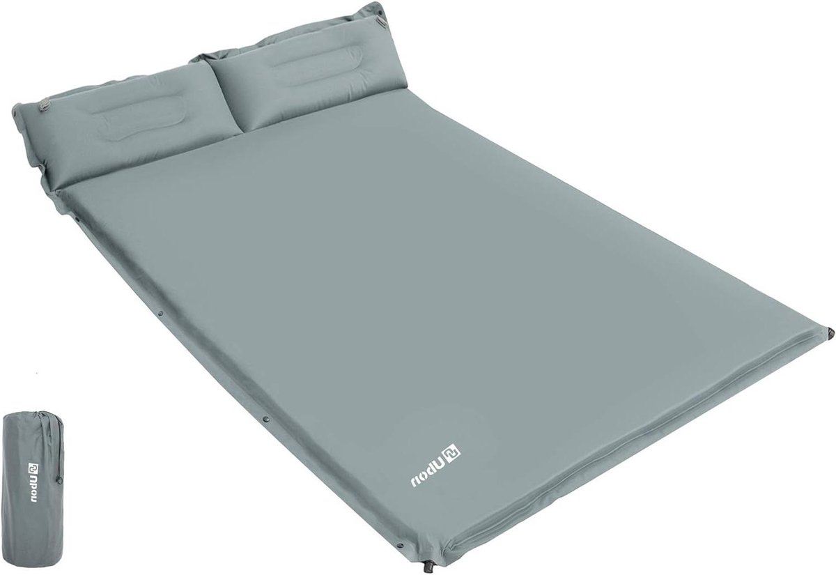 Zelfopblazende Dubbele 2-persoons Campingmatras met Vaste Kussens 190x130cm Slaapmat voor Reizen Wandelen Strandtent