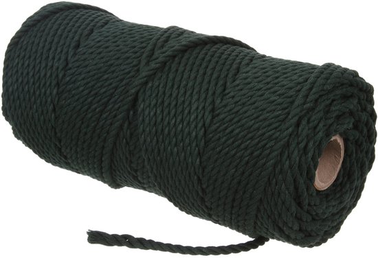 Macramé garen Macramé koord 5 mm 100 m 3PLY natuurlijk katoendraad Katoendraad - dromenvanger, bloempot, haaknaald (groen)