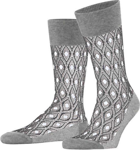 Burlington Seaside Chic gedessineerd katoen sokken heren grijs - maat 40-46