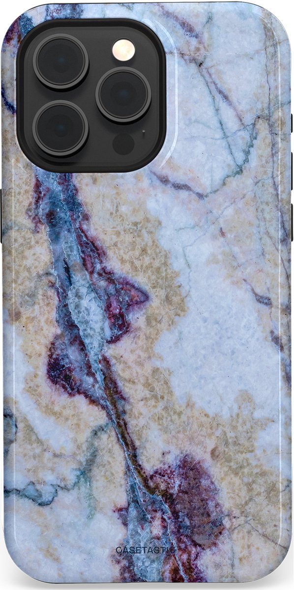 Casetastic Hoesje Geschikt voor Apple iPhone 15 Pro Max Magsafe - Stijlvolle Beschermende Duo-layer Case - Diepzee Marmer