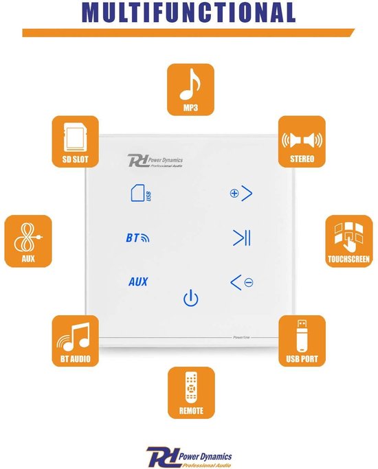 Power Dynamics Powerline A100W Set met witte inbouw versterker en 4 zwarte plafondspeakers — afbeelding 3