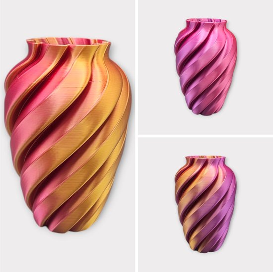 Kleurrijke glazen bol vaas, 30 cm, A007