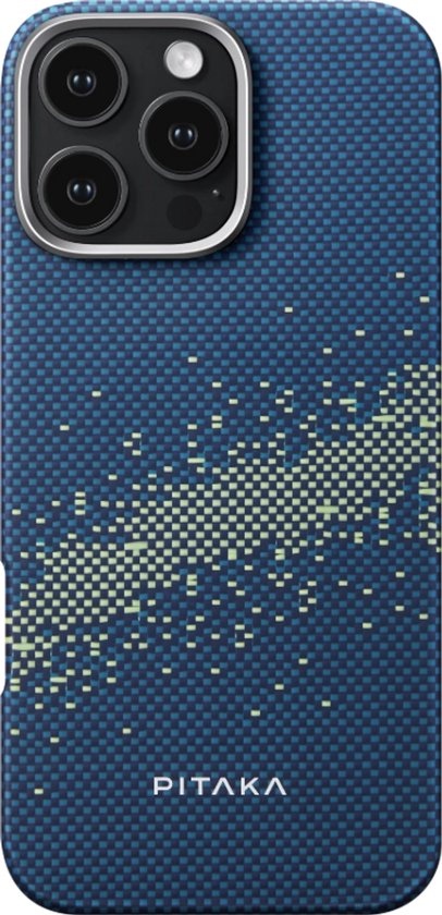 Pitaka Tactile Woven Hoesje iPhone 16 Pro – MagEZ Grip voor MagSafe Bevestiging – Compatibel met Pitaka's Telefoonriemen – Gemaakt van Luchtvaartkwaliteit Aramide Fiber - Blauw