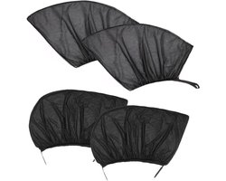 Zonnescherm Auto - 4 Stuks - Geschikt voor- en achterruiten - Polyester - UV Bescherming - Zonnescherm Voor Auto Baby & Kind - Zonwering Auto Raam - Auto Zonnescherm - Auto Accessoires - Universele - Zwart