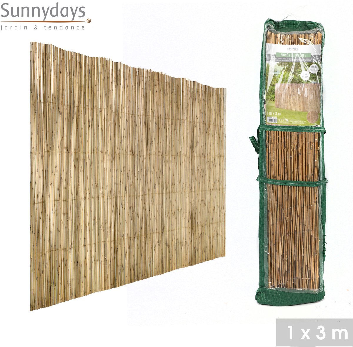 Sunnydays Rietscherm/rietmat - L300 x H100 cm - bruin - tuinscherm/schutting