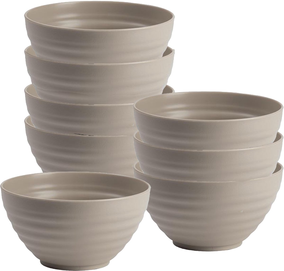 Plasticforte Soepkommen - 8x - D15 x H8 cm - taupe - kunststof - onbreekbaar - servies