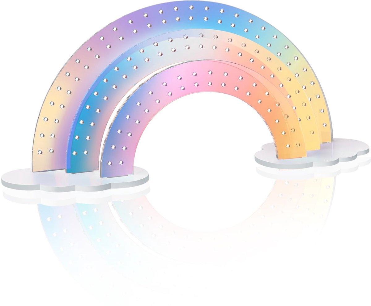 Ibenzoa® Unieke Regenboog Oorbelhouder met 3 Lagen en 140 Opberggaten voor Stijlvolle Oorbellenweergave