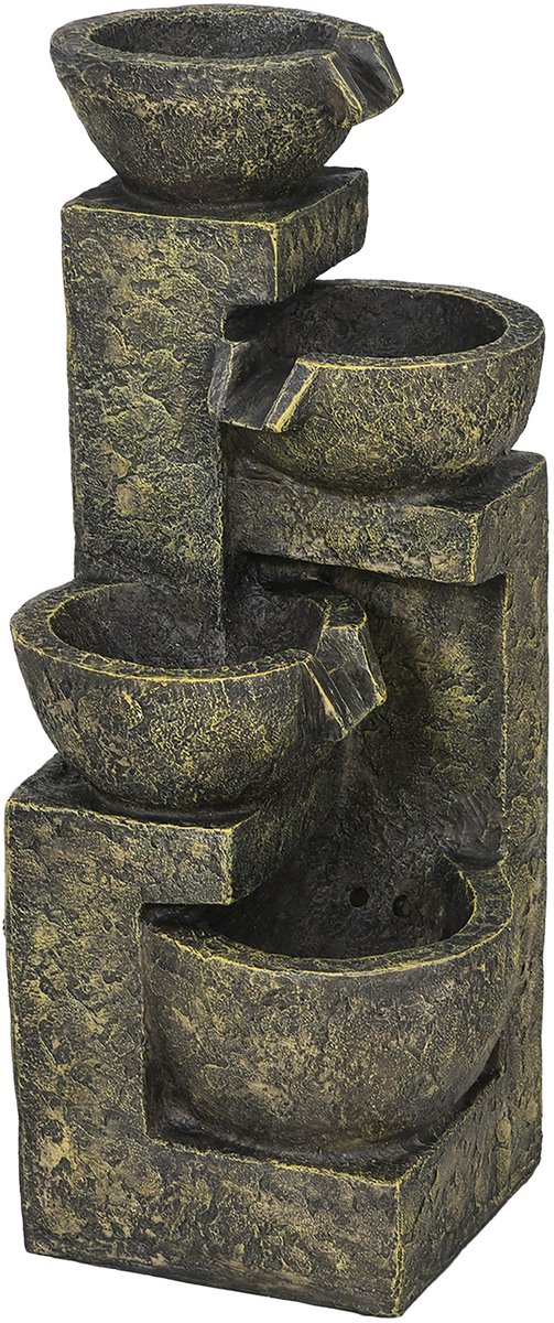 Tuinfontein - met LED licht - fontein met regelbare doorstroming - 4-laags decoratieve fontein - waterornament - waterval voor tuin