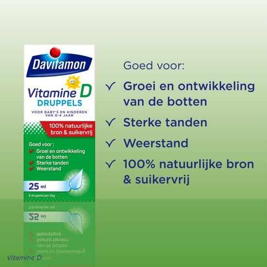 Davitamon Vitamine D Druppels - Vitamine D olie voor baby’s en kinderen - met zonnebloemolie - 100% natuurlijk