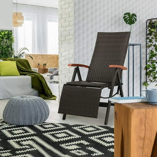CASARIA® 2-in-1 Polyrattan Tuinbank en Ligbed 176 x 56 x 81 cm – Verstelbare Armleuningen – Met Kussens – 240 kg – Grijs