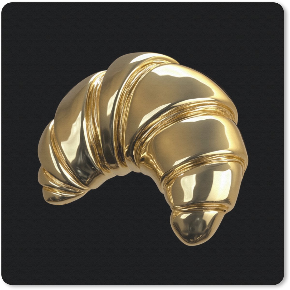 Muismat 30x30 cm - Mousepad Croissant - Brood - Goud - Zwart - Muismatten
