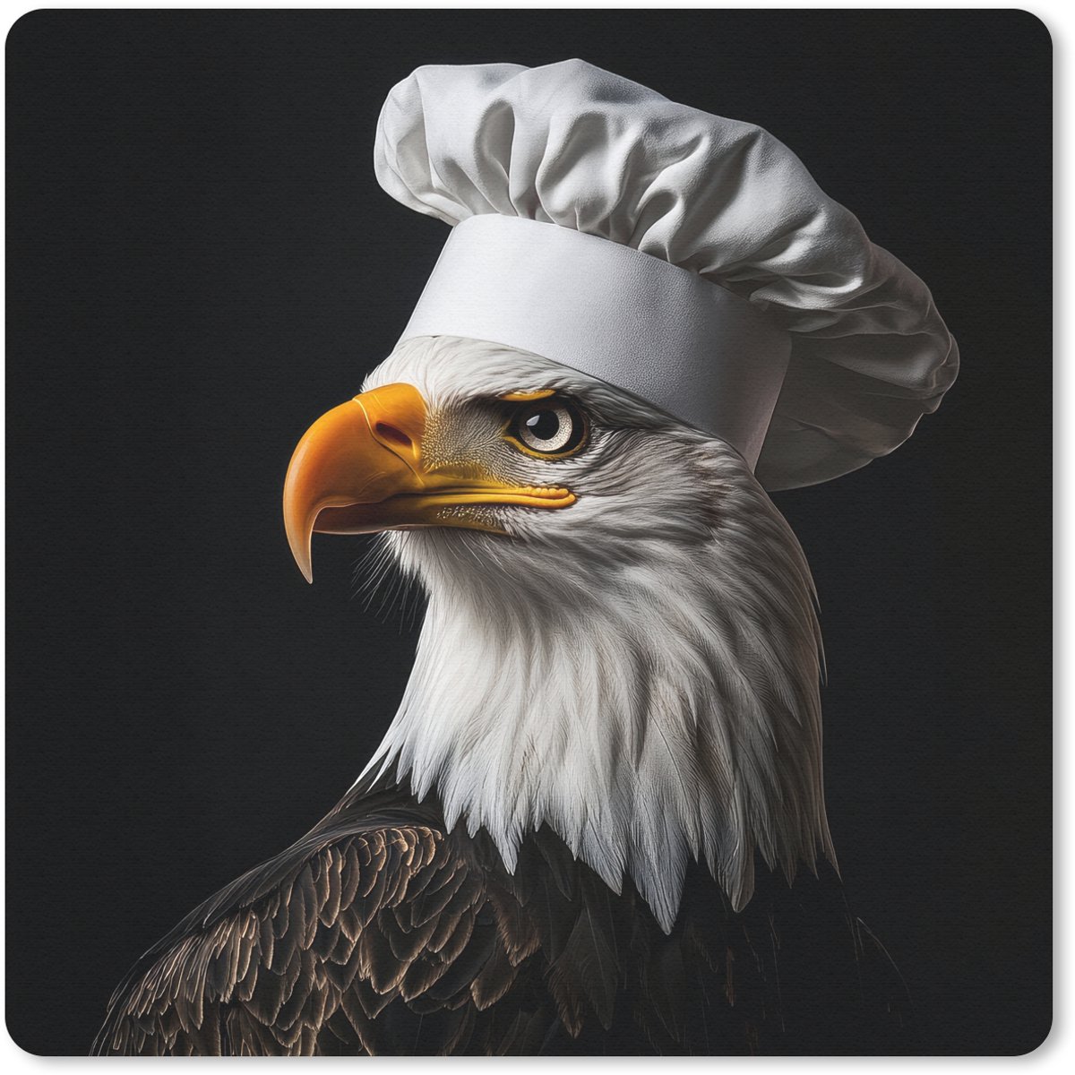 Muismat 20x20 cm - Mousepad Arend -Amerika - Koksmuts - Vogel - Stoer - Muismatten