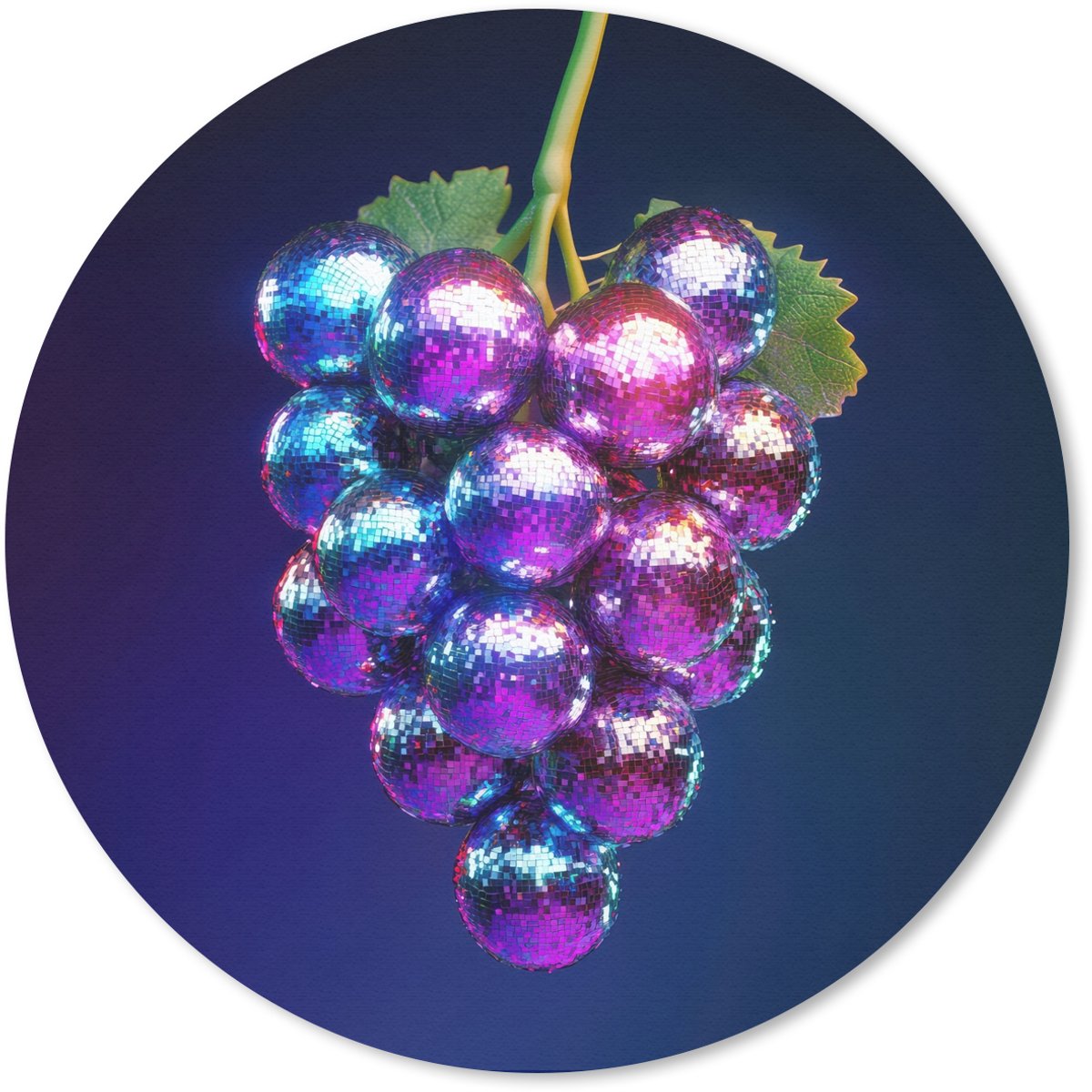 Muismat rond 40x40 cm - Mousepad Paars - Disco - Feest - Druif - Ronde muismatten