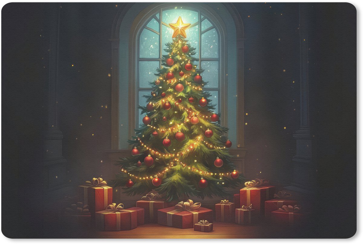 Muismat 27x18 cm - Mousepad Kerstboom - Cadeau - Kerst - Winter - Muismatten