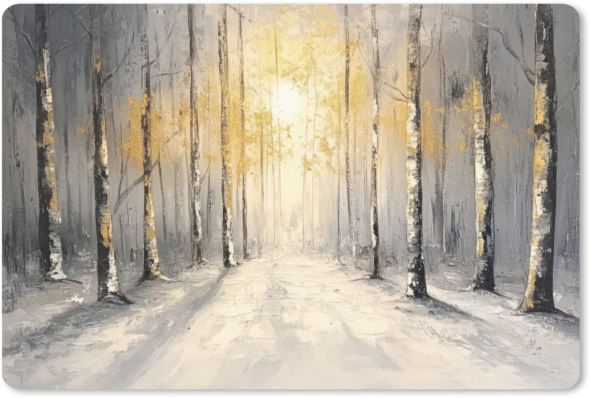 Muismat 27x18 cm - Mousepad Winter - Abstract - Sneeuw - Natuur - Zon - Muismatten