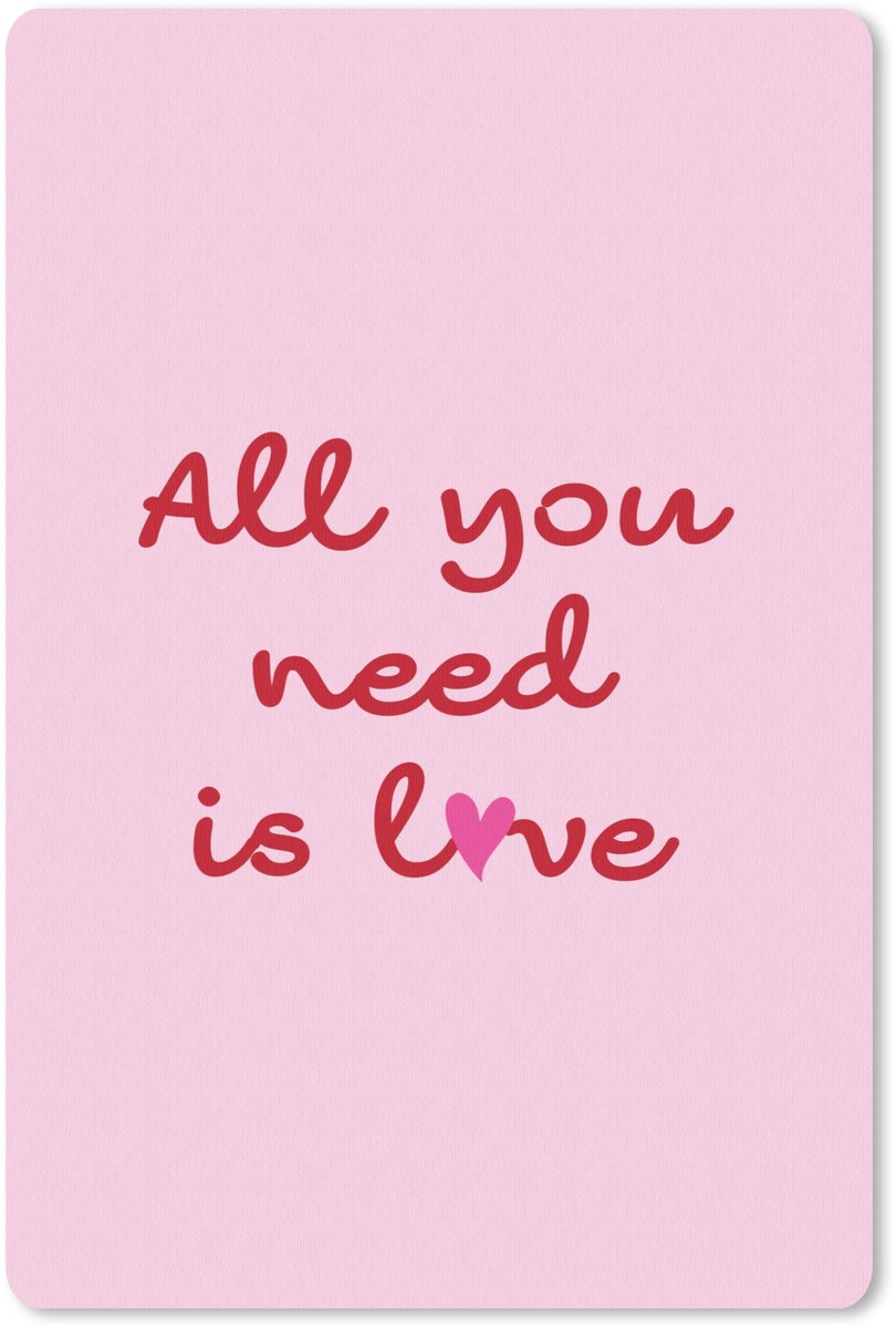 Muismat 18x27 cm - Mousepad Tekst - Roze - Love - Hart - Muismatten