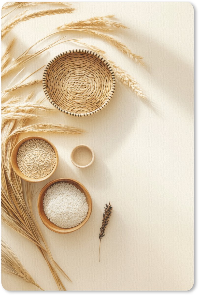 Muismat 18x27 cm - Mousepad Granen - Hout - Kom - Beige - Muismatten