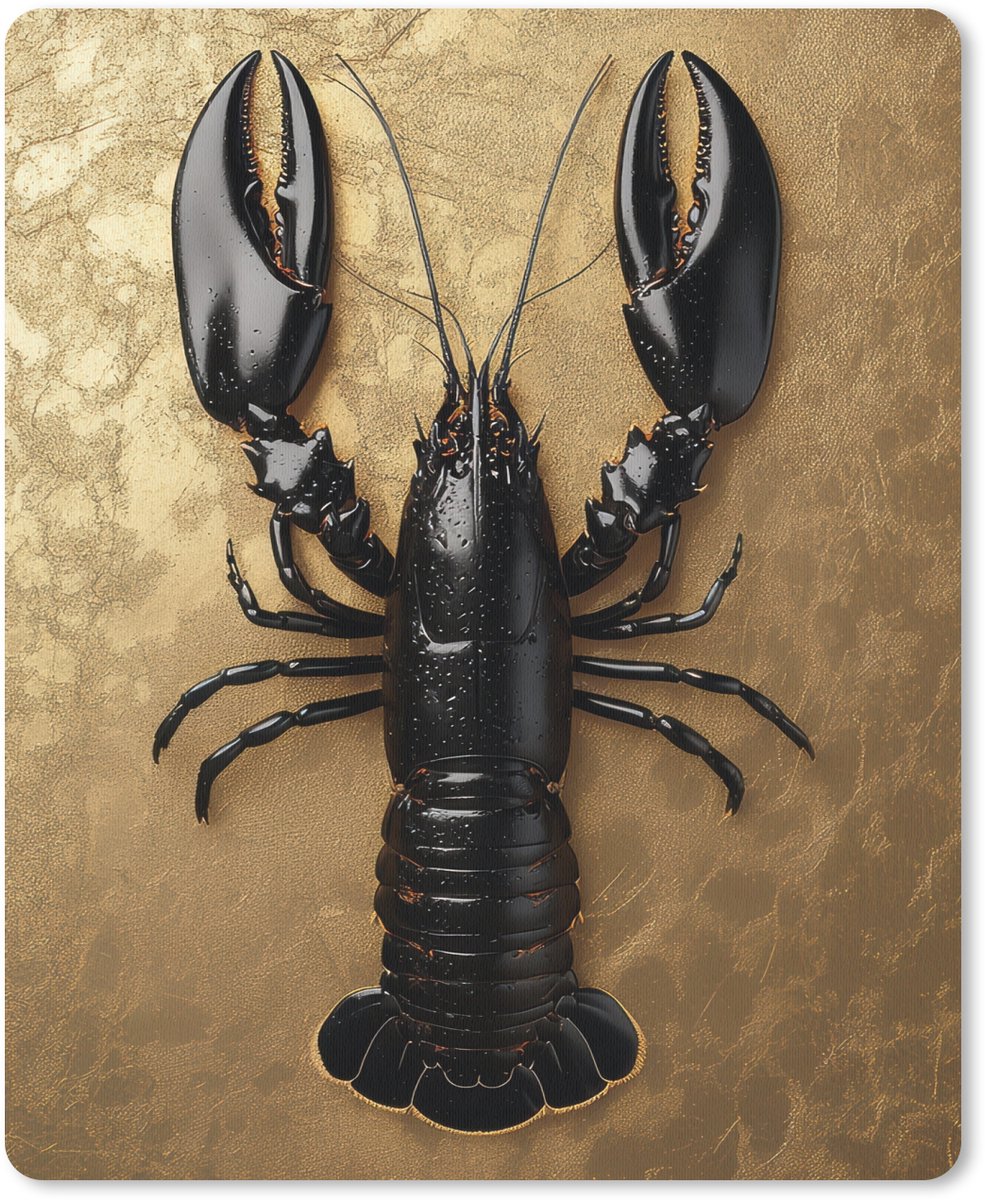 Muismat 19x23 cm - Mousepad Kreeft - Zwart - Goud - Luxe - Muismatten