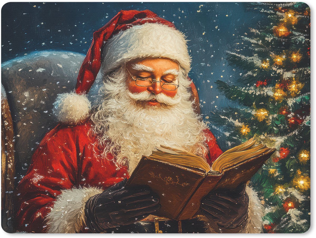 Muismat 23x19 cm - Mousepad Kerstman - Kerst - Winter - Kerstboom - Muismatten