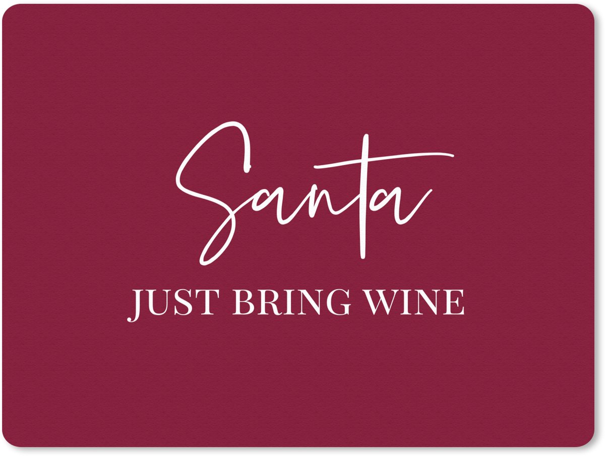Muismat 23x19 cm - Mousepad Santa - Wine - Rood - Kerst - Kerstman - Muismatten