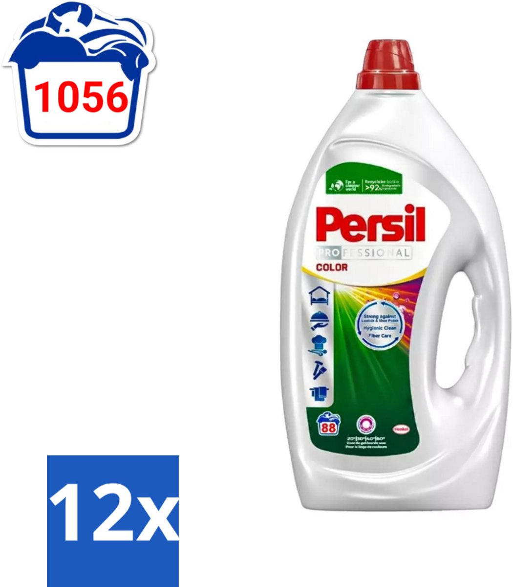 12 x Persil Professional Color - Vloeibaar Wasmiddel - Gekleurde Was - 88 Wasbeurten - Wasmiddel - Gekleurde Was - Vlekken Verwijderen - Wasmachine Reinigen - Kleurbehoud