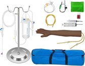 Set de bras d'entraînement intraveineux, en PVC, simulation réaliste, portable, avec tubulure intraveineuse, flacon de liquide, seringue, poche de sang artificiel et sac de transport