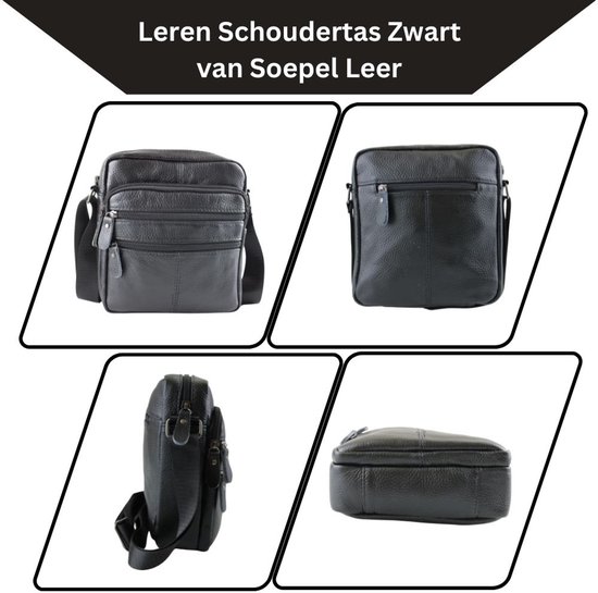 Heren - Leer - Zwart - Groot - Chique - Messenger bag kopen