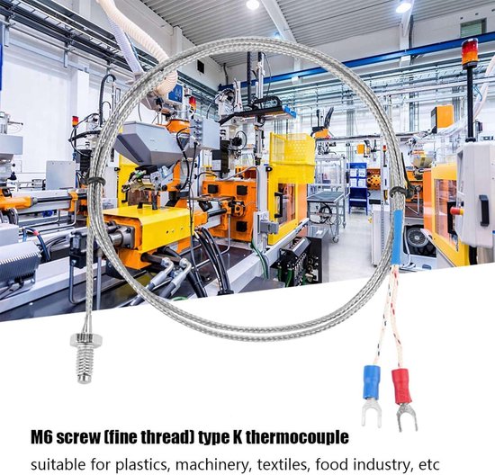 M6 Schroef Fijne Draad Type K Thermokoppel Temperatuursensor Draad 0-400℃ (5M M6 Schroef Fijne Draad Type K Thermokoppel Temperatuursensor Draad 0-400℃ (5M