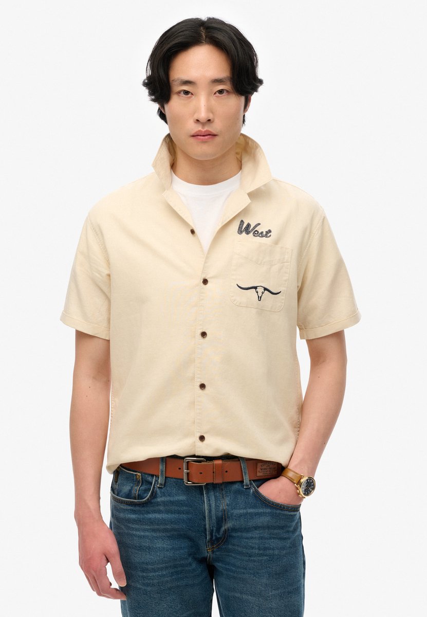 Superdry The Merchant Store- Resort overhemd Heren Shirts Beige