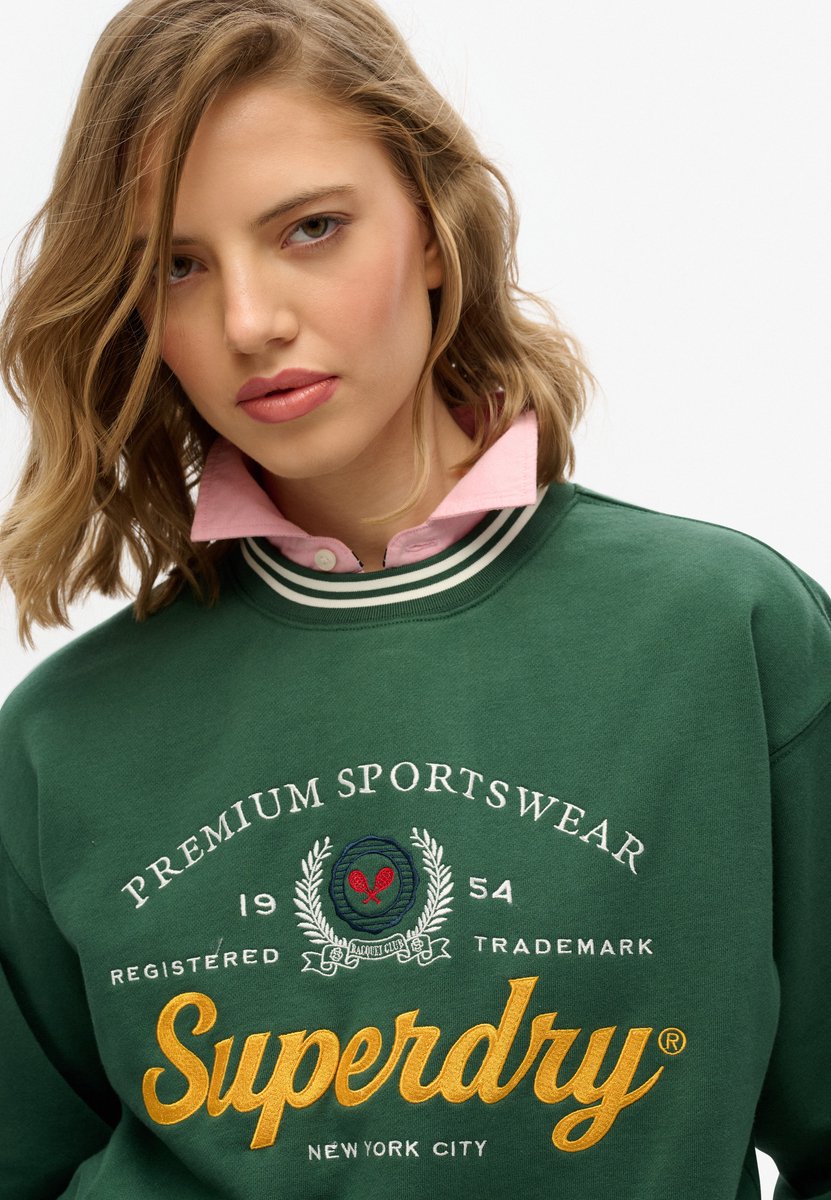 Superdry Country Club ruimvallend sweatshirt met ronde hals Dames Truien Groen