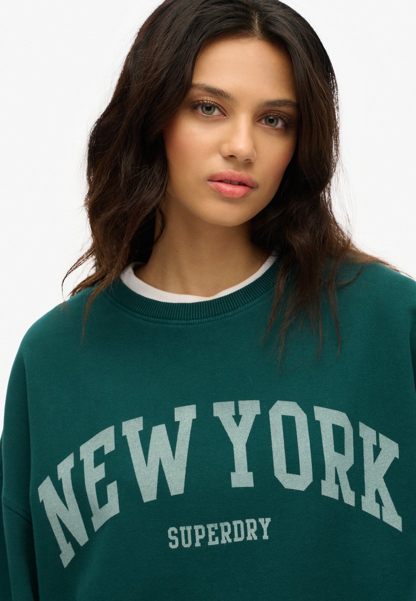 Superdry Athletic Essentials oversized sweatshirt met ronde hals Dames Truien Groen