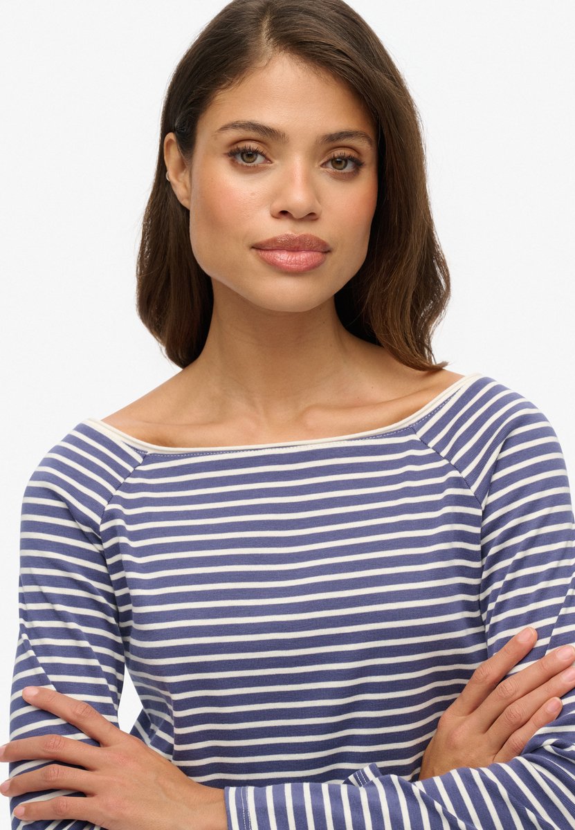 Superdry Bardot Off-shoulder Top Dames Lange mouwen shirts Marineblauw