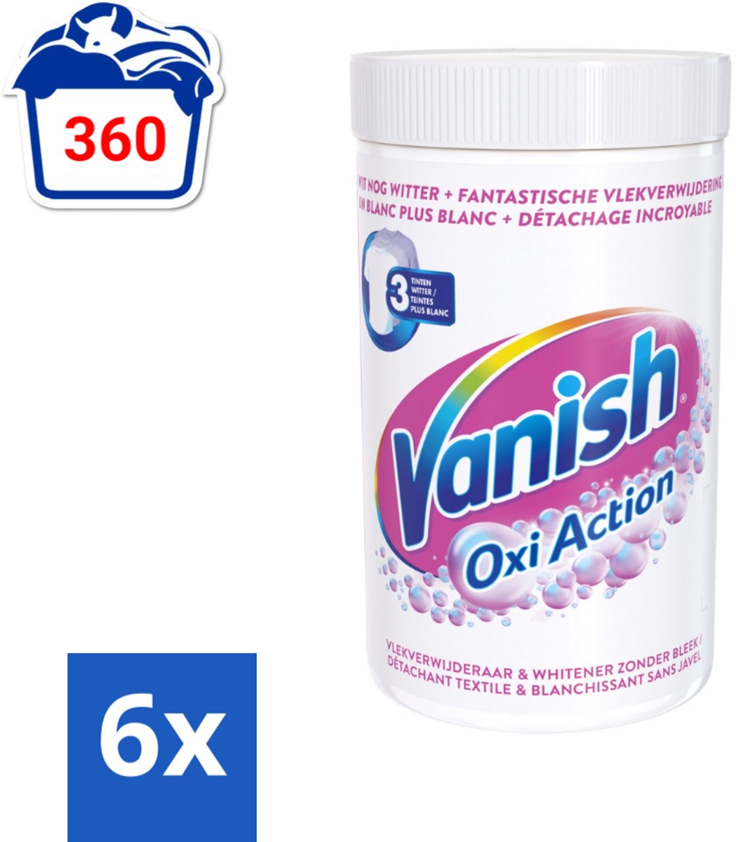 Vanish Oxi Action - Vlekkenverwijderaar Poeder - Zonder Bleek - Witte Was - 1.5 Kg - Voordeelverpakking - 6 stuks