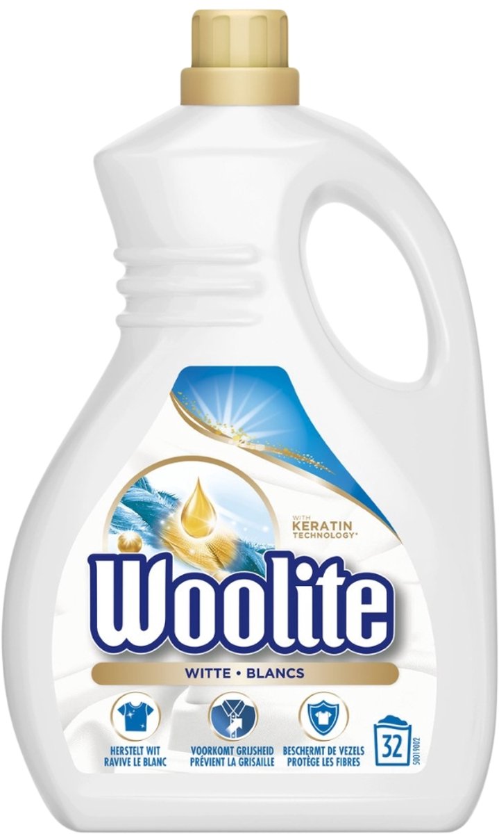 Woolite White - Vloeibaar Wasmiddel - Met Keratine - Witte Was - 32 Wasbeurten - 1,9L - Voordeelverpakking - 6 stuks