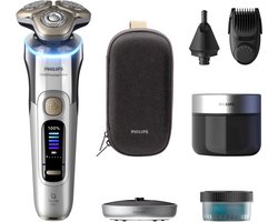 Philips i9000 Prestige Ultra XP9404/38 Wet&Dry elektrisch scheerapparaat met SkinIQ Pro – Oplaadcase – Baardtrimmer – Reinigingspod – Neustrimmer – Reisetui